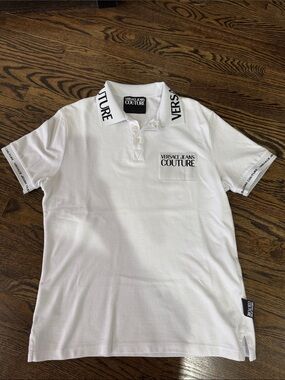 Versace Jeans Couture White Logo Polo with Branded Collar